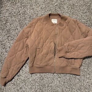 Quilted Brown Bomber Jacket